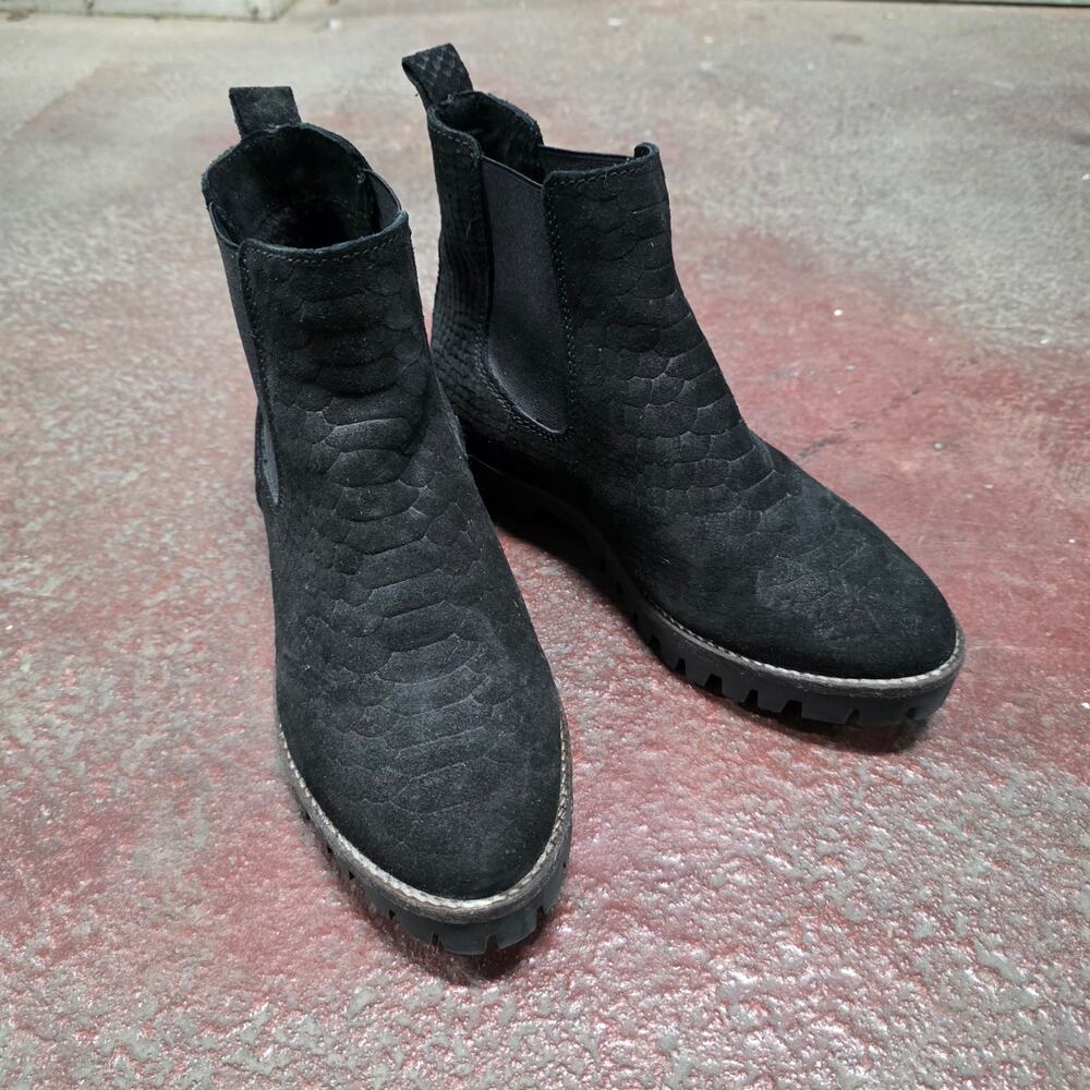 Eric Michael Women bootie EU 37 black suede snake texture ericmichael Portugal